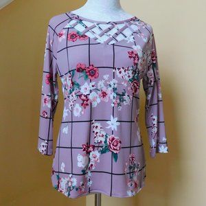 New York and Company 7th Avenue Women's Pink Floral Top Size S